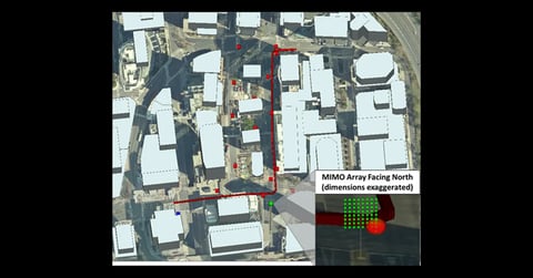 Simulation der Strahlformung durch massive MIMO-Antennen in dichten städtischen Umgebungen Bild