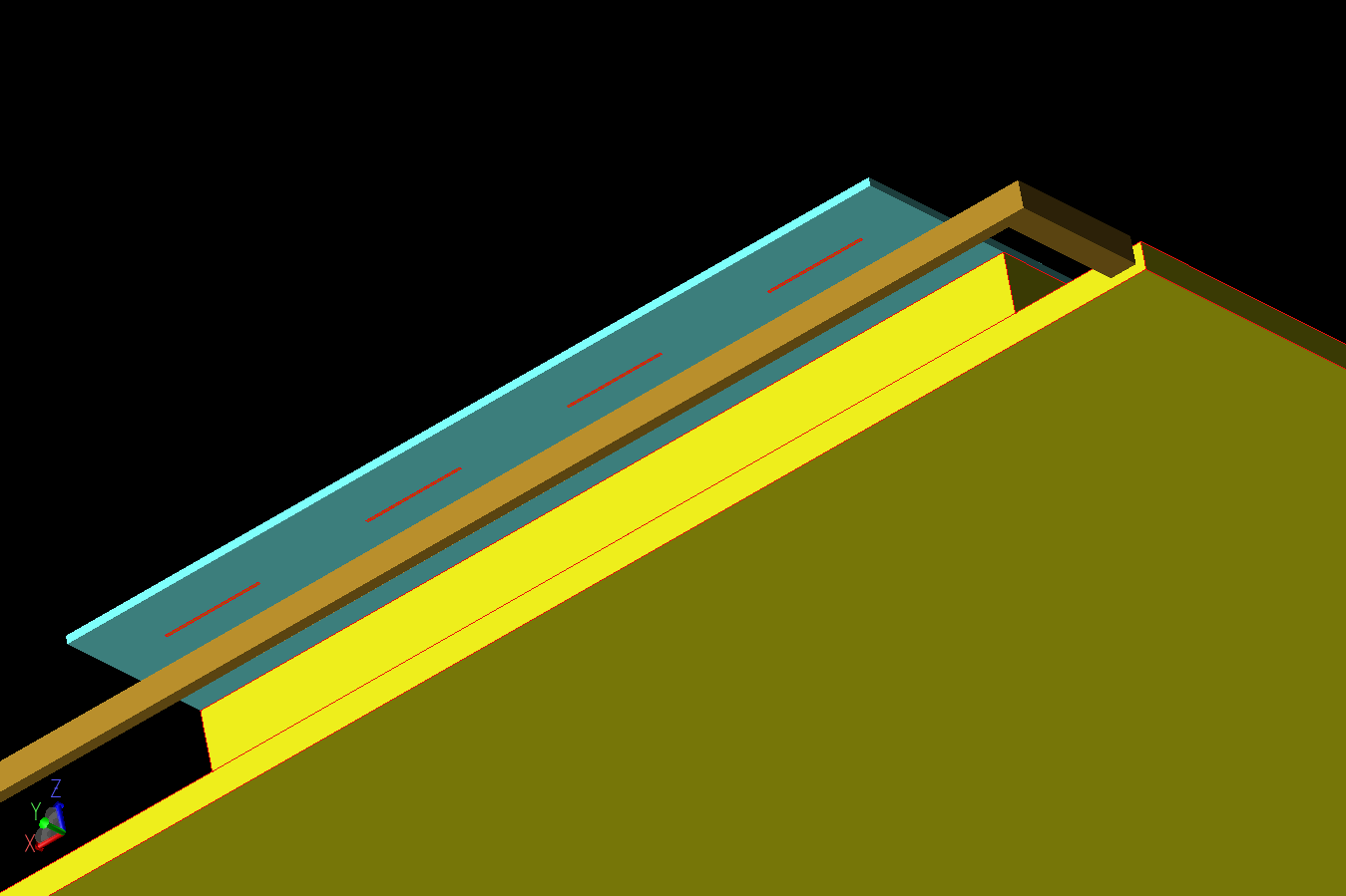 Abbildung 3: Eine Ansicht der Unterseite des Antennen-Arrays zeigt die Trennung der 4G- und 5G-Elemente und die Rückseite des Substrats.