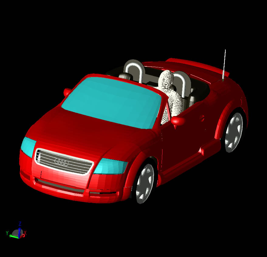 Abbildung 1: Das CAD-Modell des Fahrzeugs mit dem neu positionierten Menschen.
