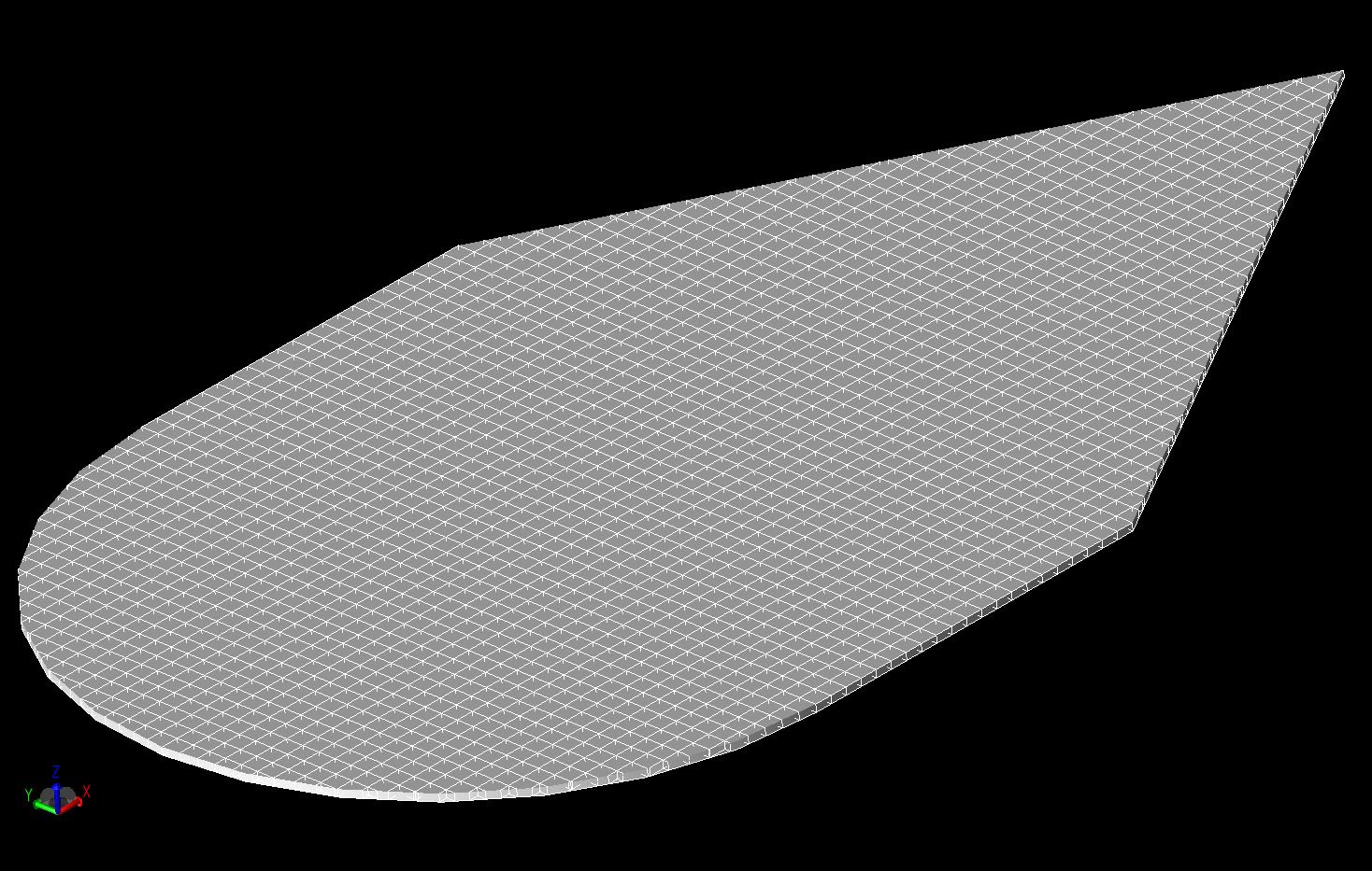 Abbildung 5A Dreidimensionale Ansicht des geometrischen Netzes des Keilplattenzylinders.