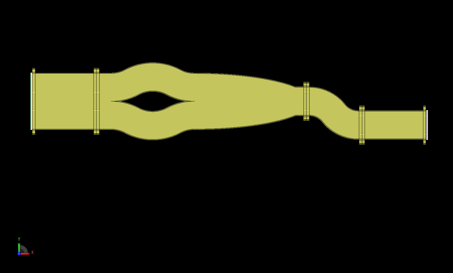 Abbildung 11: CAD-Geometrie des Multimode-Konverters in einer Querschnittsansicht.