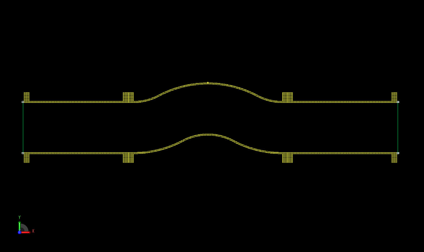 Abbildung 7Querschnittsansicht des XFdtd-Netzes der dreifach gekrümmten Geometrie.