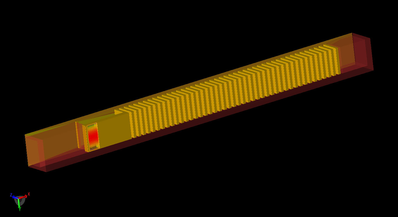 Abbildung 3Unteransicht des Geräts, die den Eingangsanschluss mit der Hohlleiteranregung zeigt.